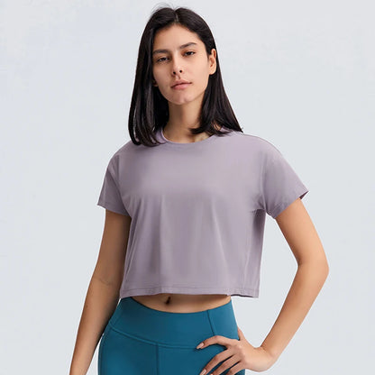 Loose Blouses Women Seamless Sport Short Sleeve