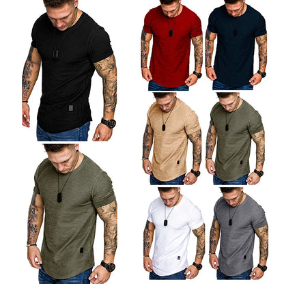 Men's Casual Short-Sleeve Solid  T-Shirt