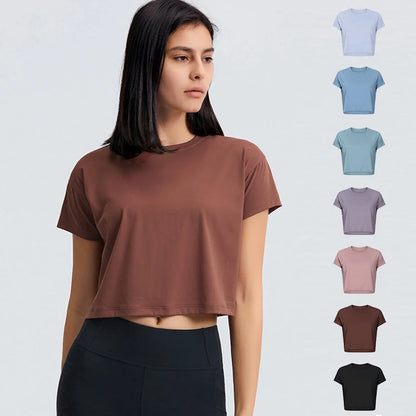 Loose Blouses Women Seamless Sport Short Sleeve