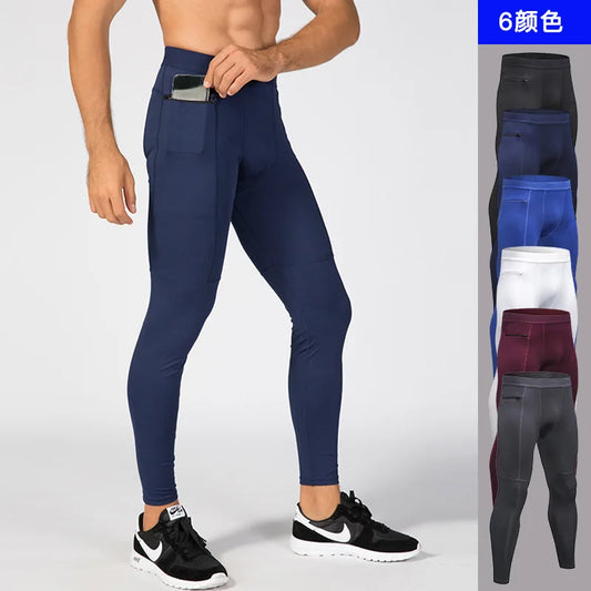 Men Pocket Gym Compression Sport Pants