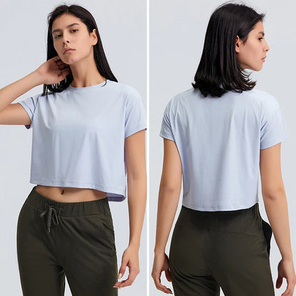 Loose Blouses Women Seamless Sport Short Sleeve