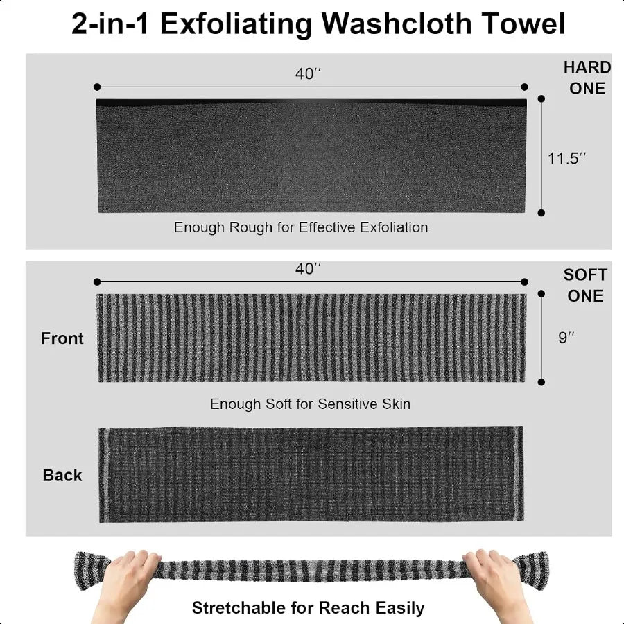 2 Pack Exfoliating Washcloth Towel Body Scrubber