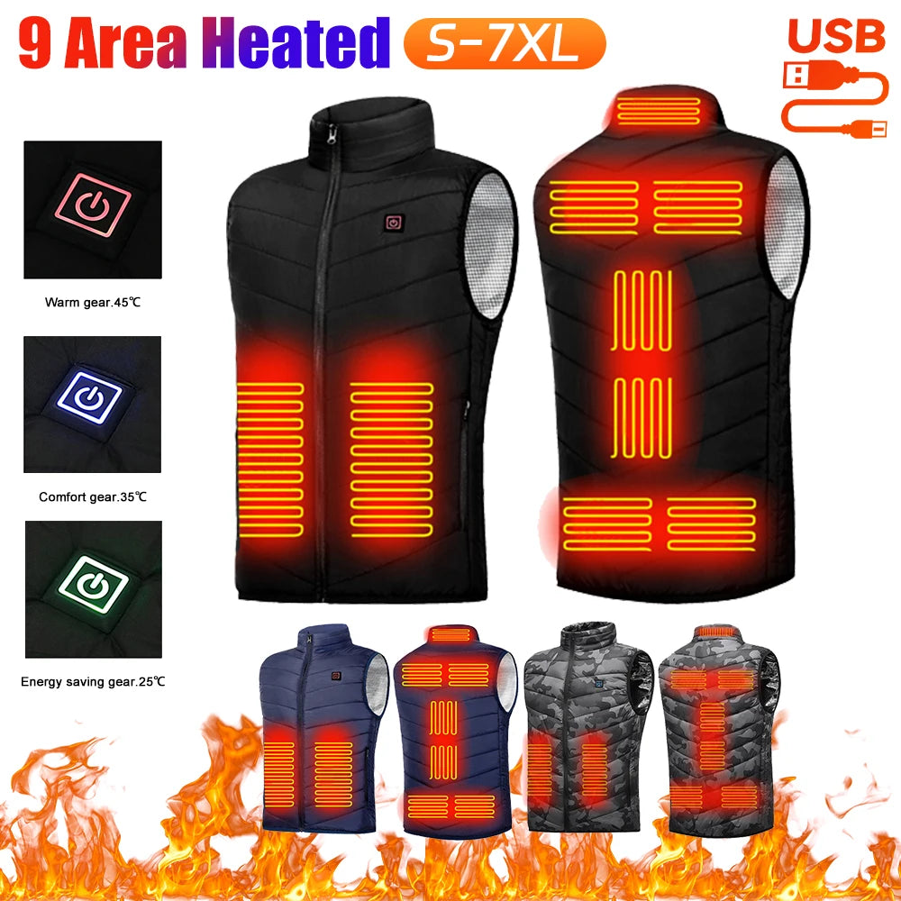 9 Heated Vest Zones Electric Heated Men-Women