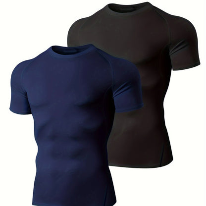 2pcs Compression Men T-shirts  Short Sleeve