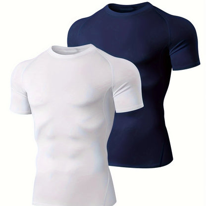 2pcs Compression Men T-shirts  Short Sleeve