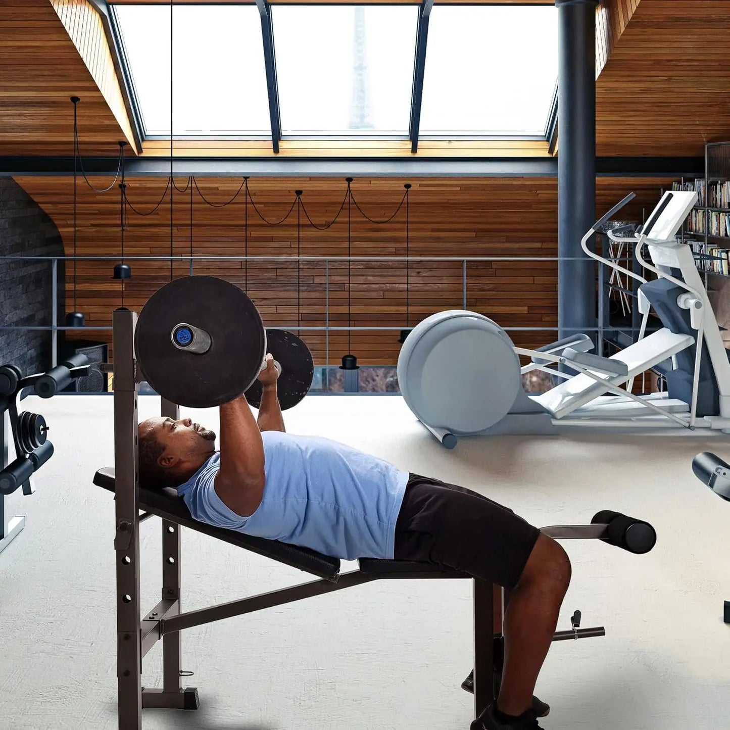 Steel Weights Bench and Barbell Rack