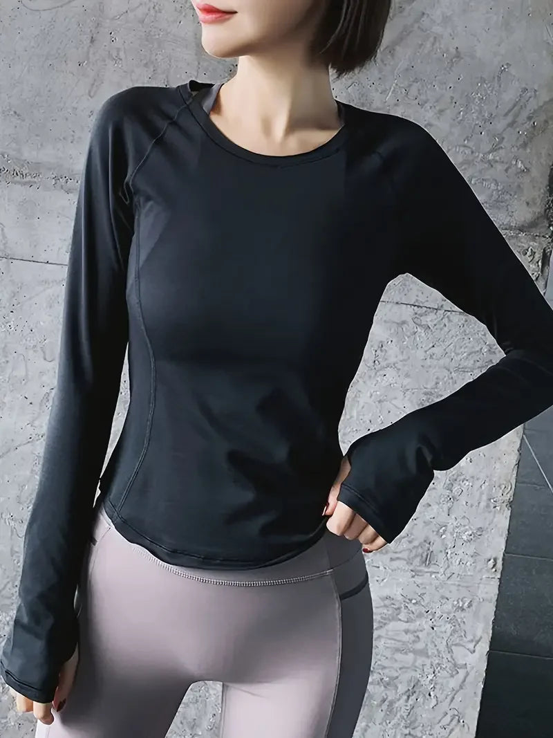 Solid Color Workout High Gym Yoga Top.