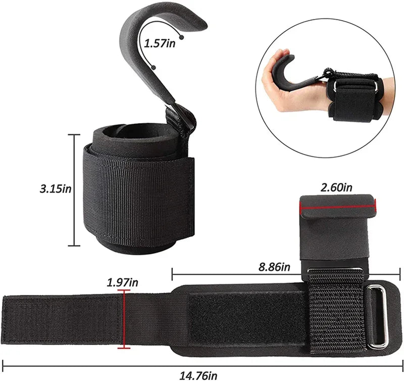 Weight Lifting Hook Grips With Wrist Wraps