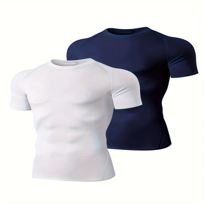 2pcs Compression Men T-shirts  Short Sleeve