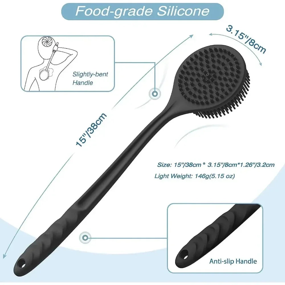 Bath Soft Back Scrubber Brush with Handle