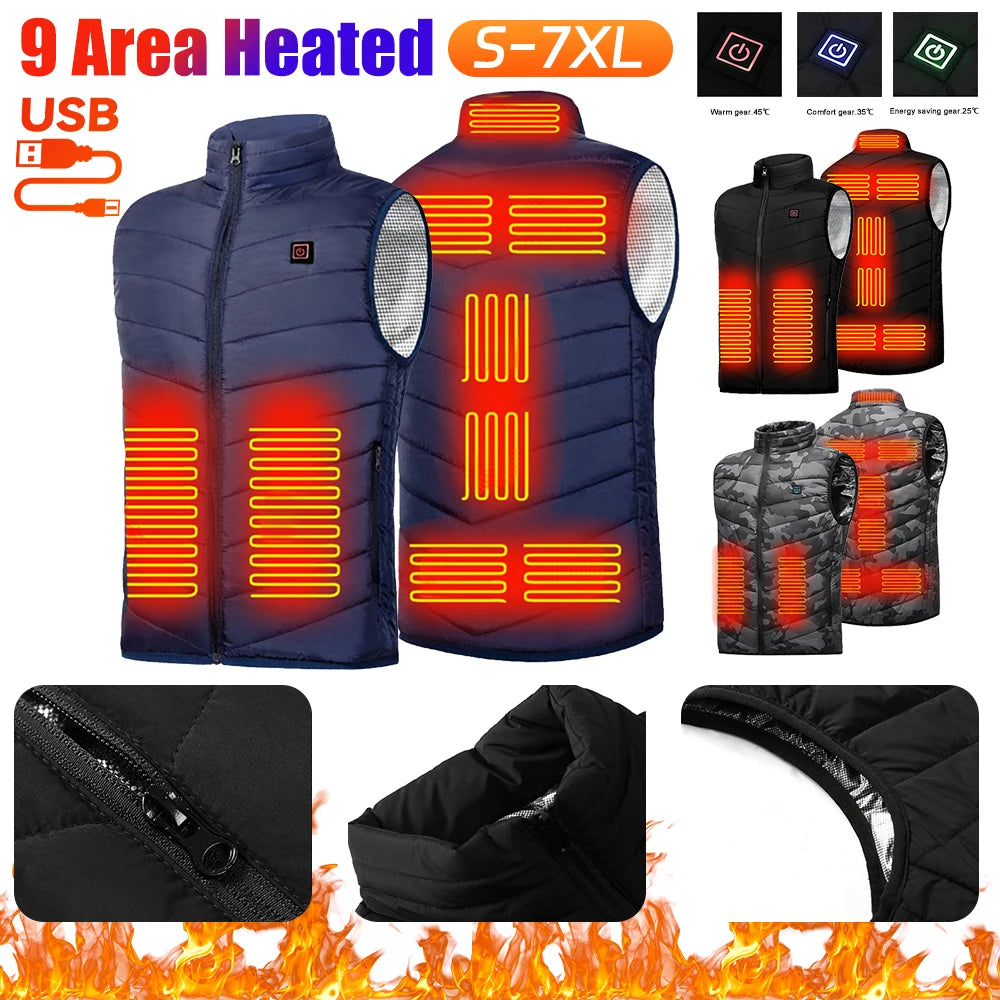 9 Heated Vest Zones Electric Heated Men-Women