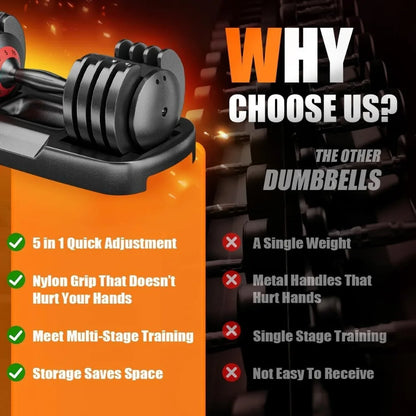 25/55 Lbs. Adjustable Dumbbell, Fast Adjust Weights