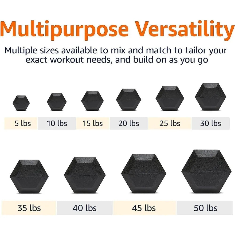 350-550LBS Rubber Hex Dumbbell Sets with Rack