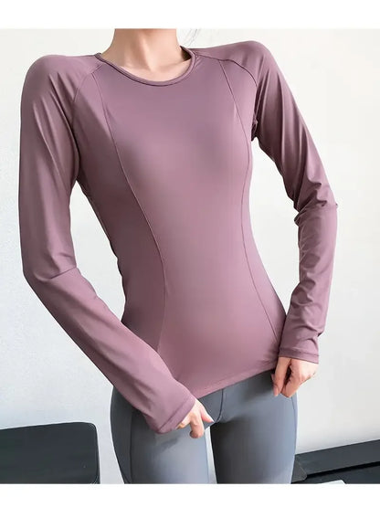 Solid Color Workout High Gym Yoga Top.