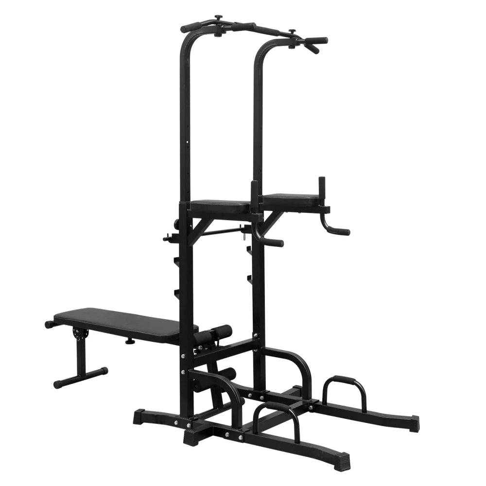 Dip Station with Bench Pull Up Bar     Stand Adjustable Height  Multi-Function Fitness